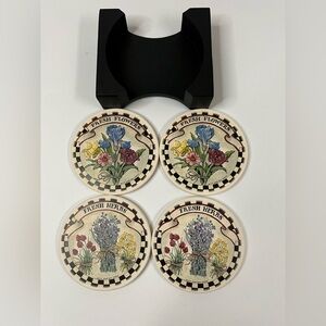 Sakura Floral/Herb Coaster Set with Holder